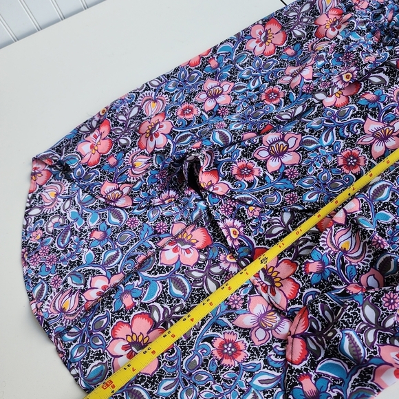 Express Women's Vine Floral Print Strapless Hi-Lo Wrap Dress Blue Pink XS - Picture 11 of 13